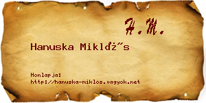 Hanuska Miklós névjegykártya